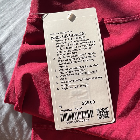 NWT Lululemon Align HR Crop 23” Size 6 - Picture 2 of 5